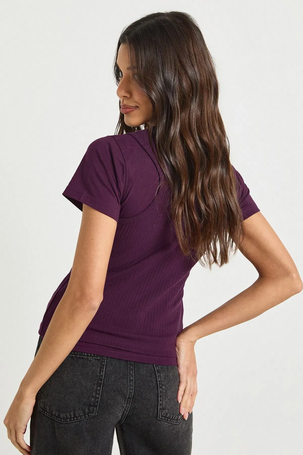 Rib Double Layer Racer Cap Sleeve Top