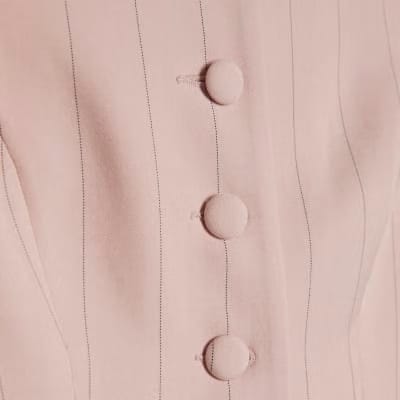 Pink Sleeveless Striped Longline Waistcoat