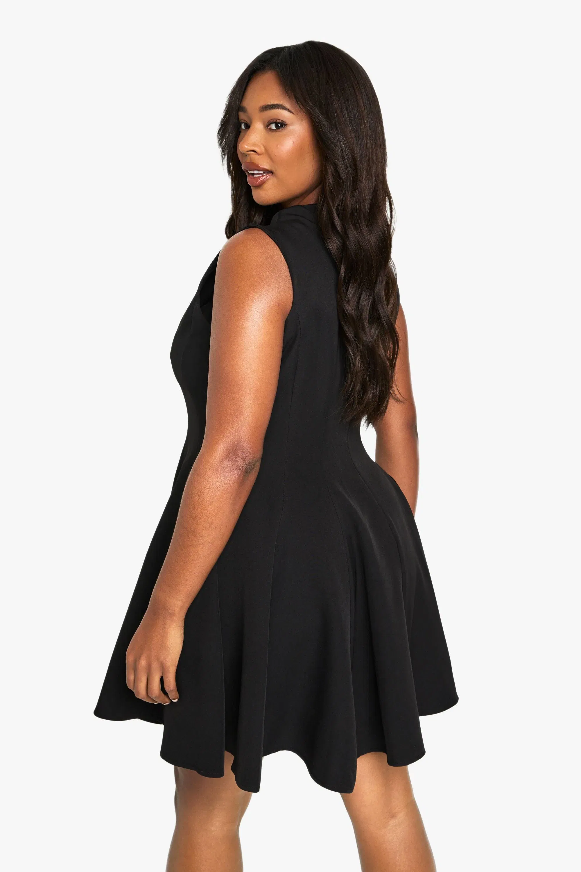 Plus Panelled Mini Skater Dress