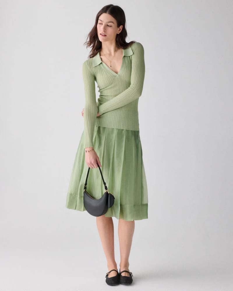 Crinkled Organza Pleated Skirt