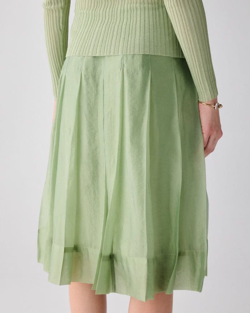 Crinkled Organza Pleated Skirt