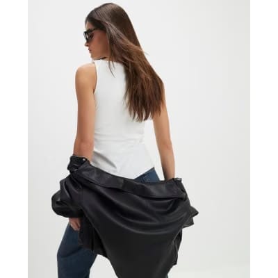 White Sleeveless Slash Neck Top