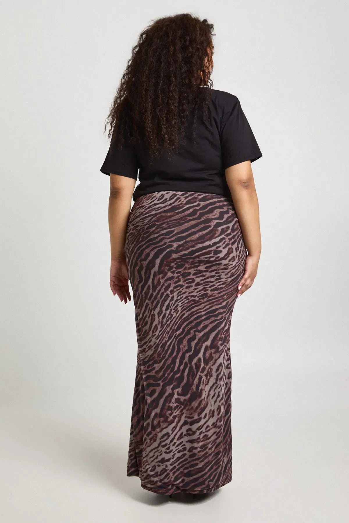Plus Leopard Mesh Maxi Skirt