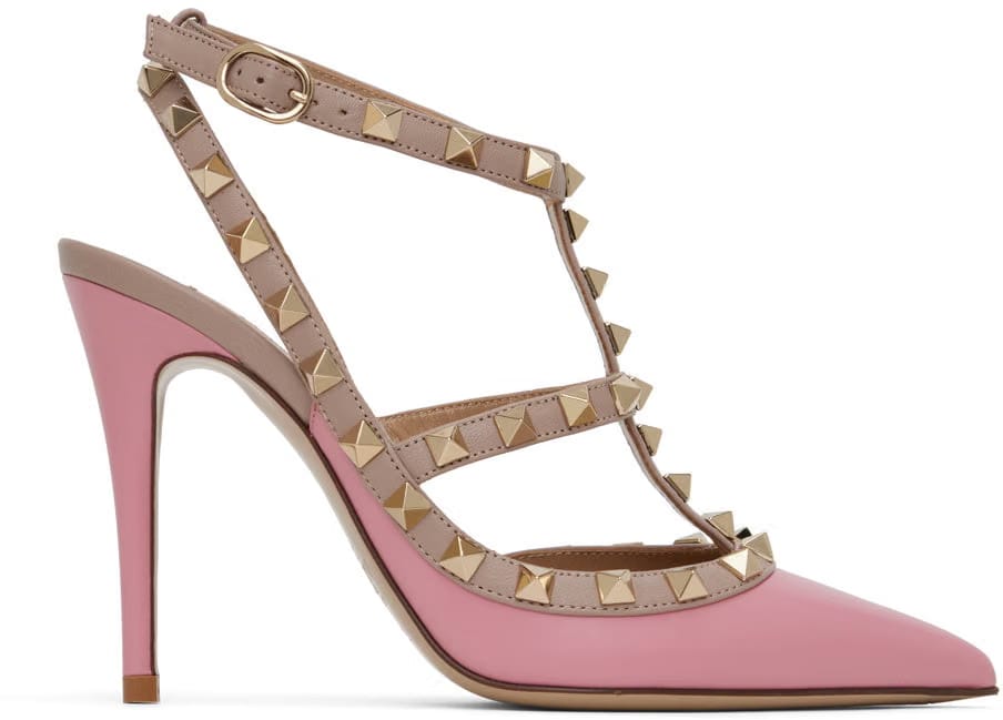 Valentino Garavani Pink Rockstud Cage Heels