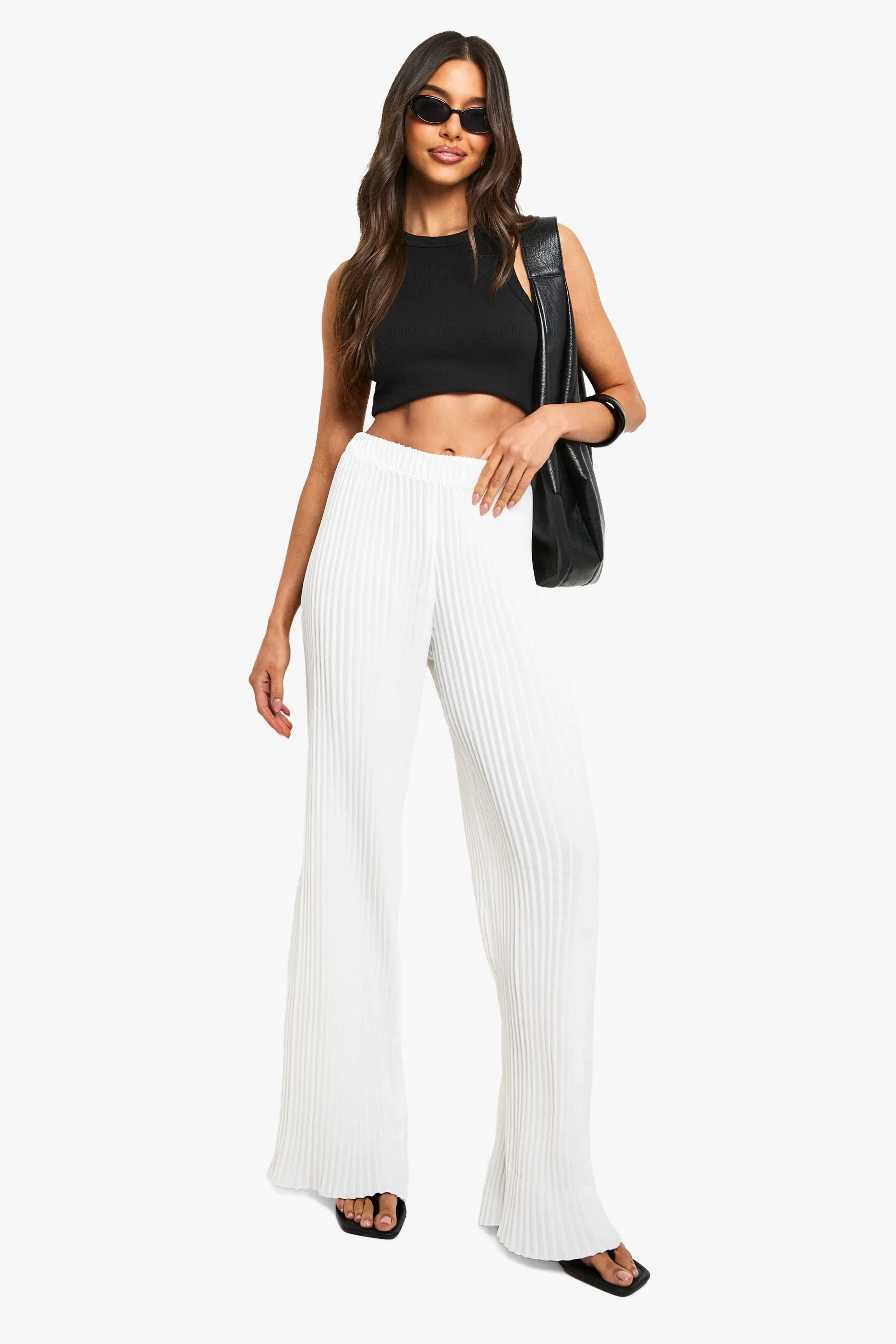 Pleated Wide Leg Tailored Trousers