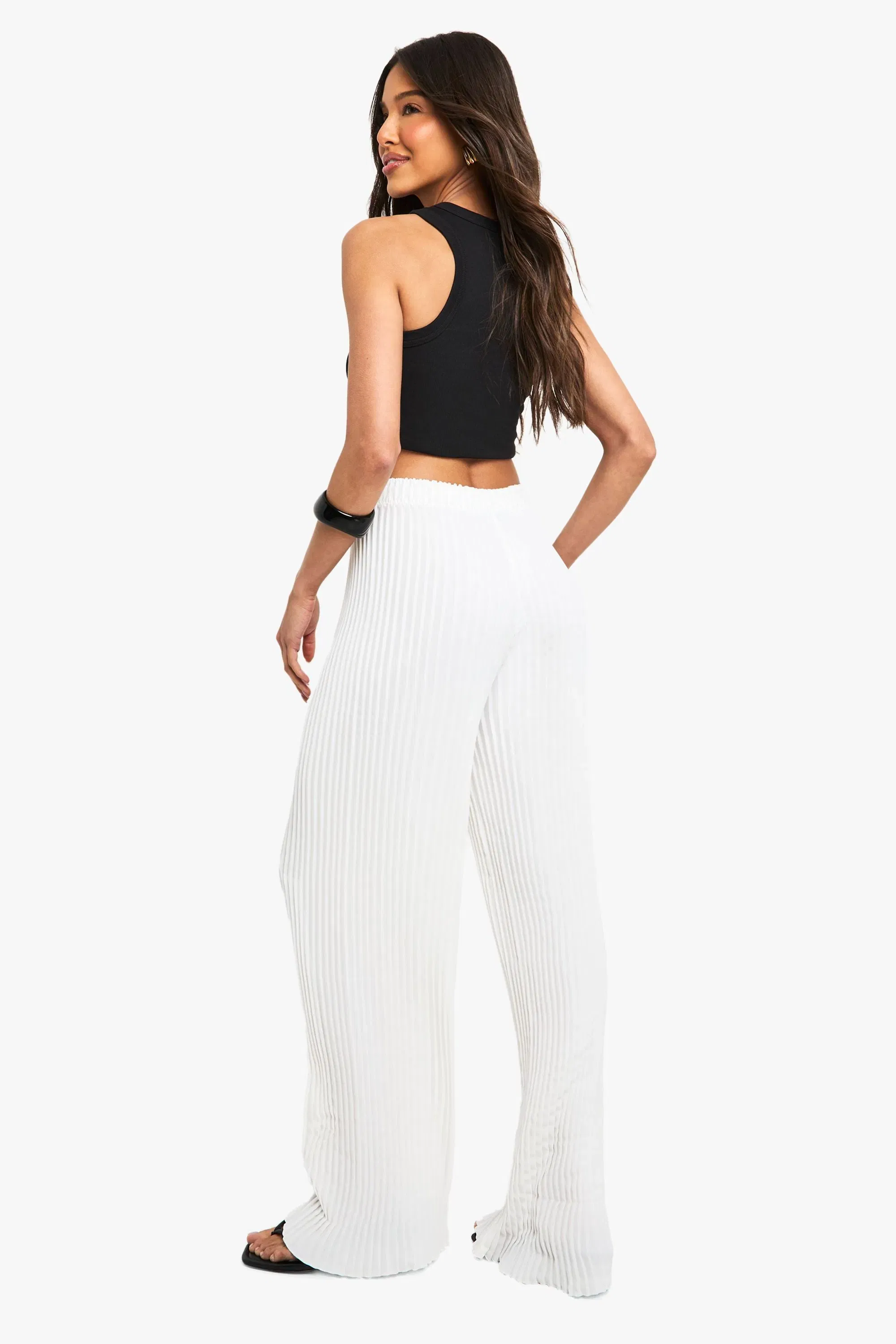 Pleated Wide Leg Tailored Trousers