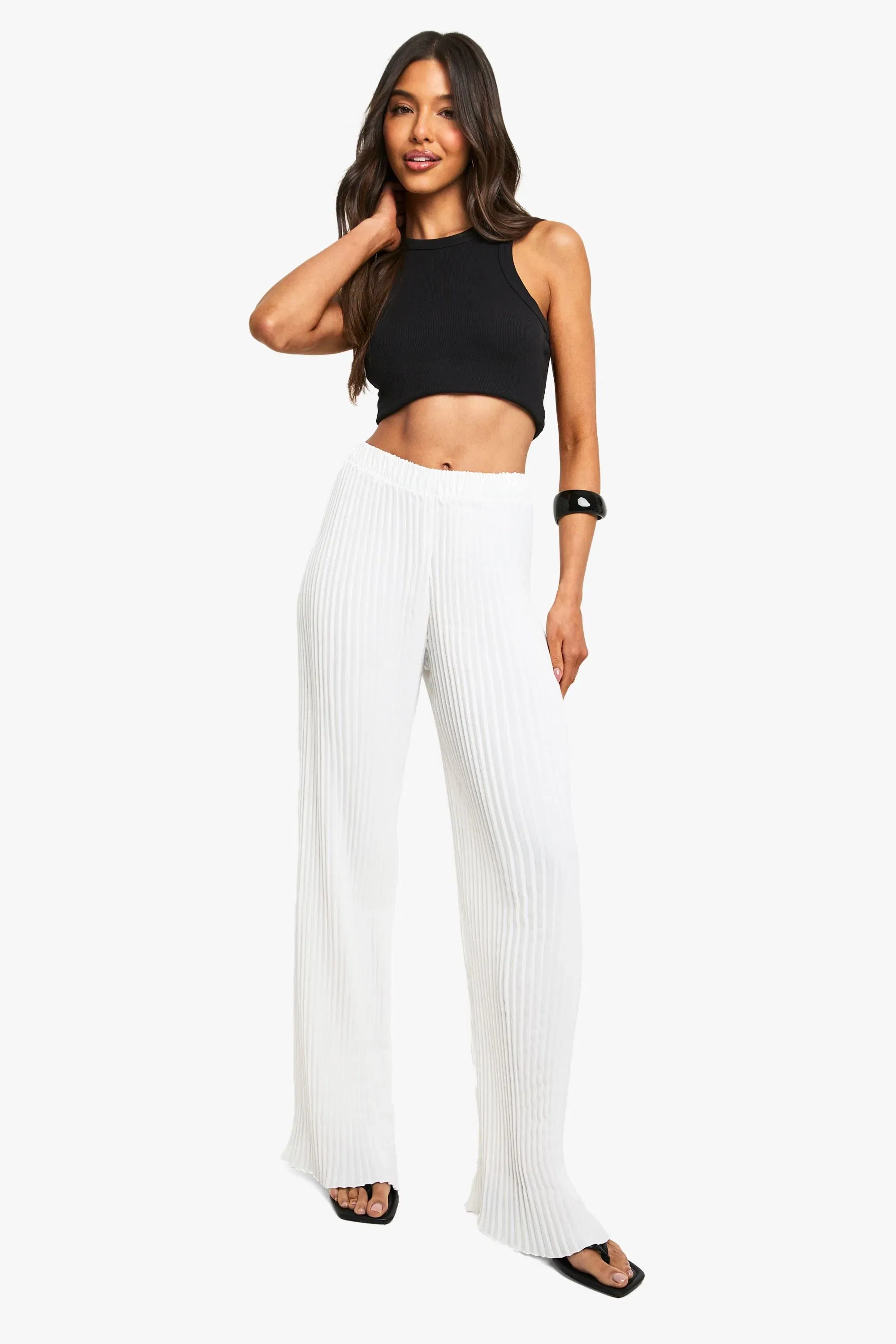 Pleated Wide Leg Tailored Trousers