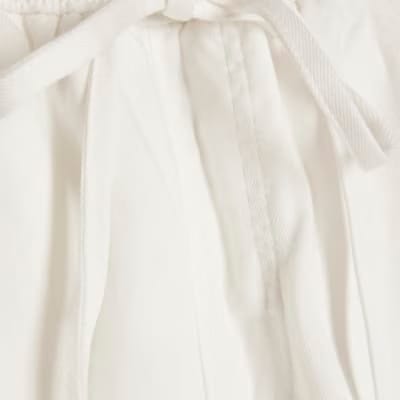 Petite White Wide leg Drawstring Jeans
