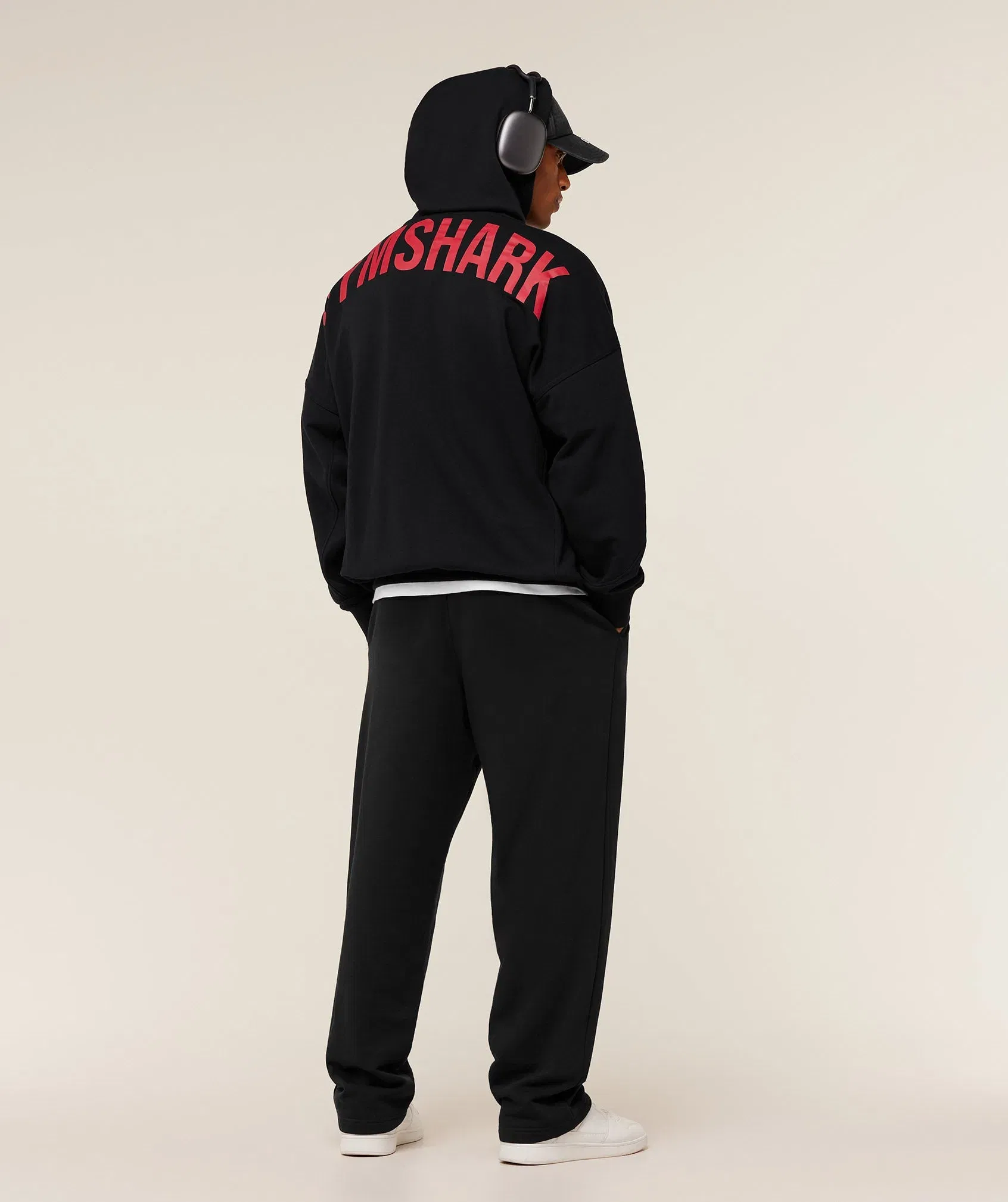 Gymshark Power Zip Up Hoodie - Black/Conditioning Red