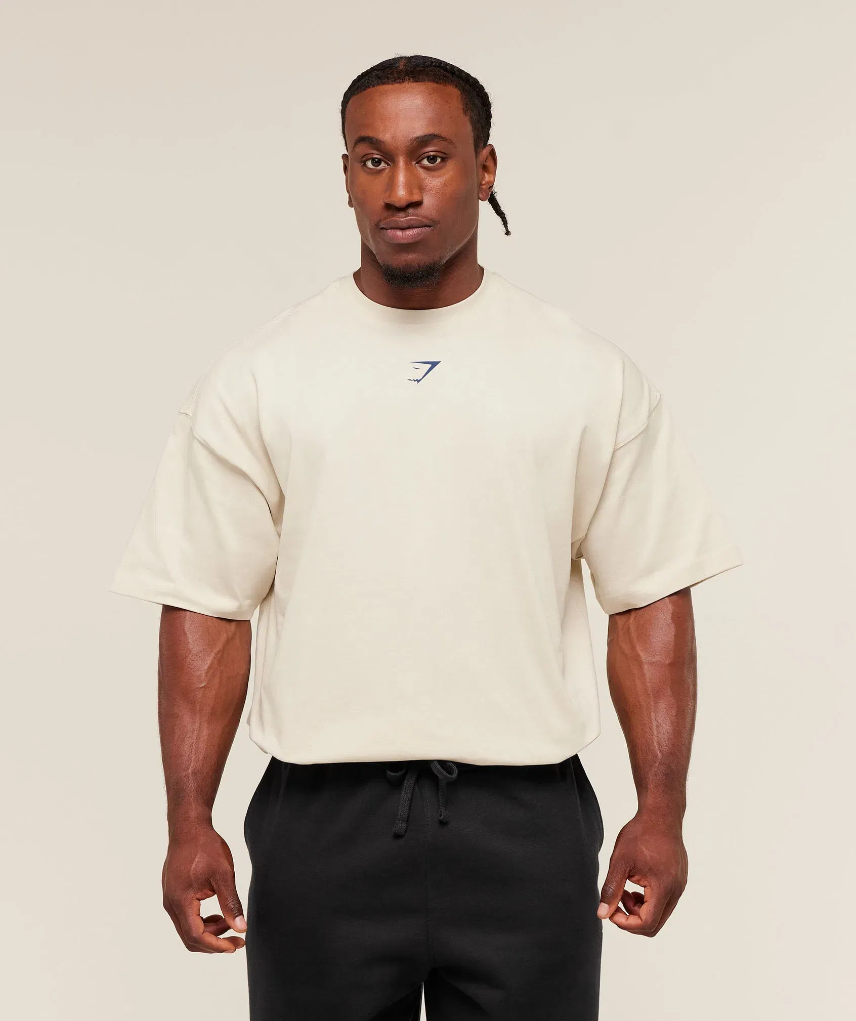 Gymshark Lifting Club T-Shirt - Oat White/Compound Blue
