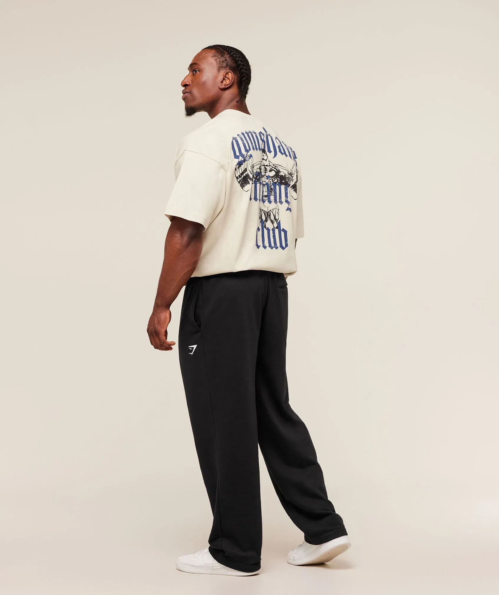 Gymshark Lifting Club T-Shirt - Oat White/Compound Blue