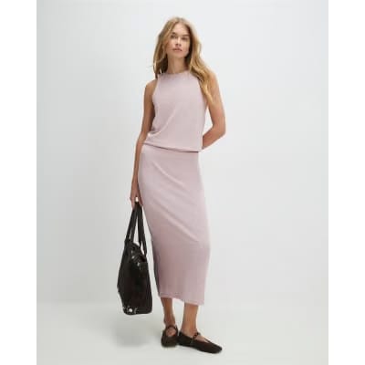 Pink Metallic Midi Skirt