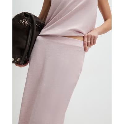 Pink Metallic Midi Skirt