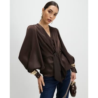 Brown Knot Front Top