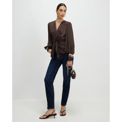 Brown Knot Front Top