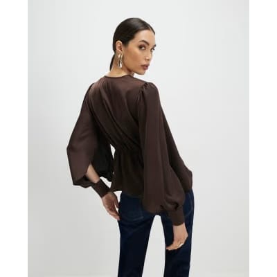 Brown Knot Front Top