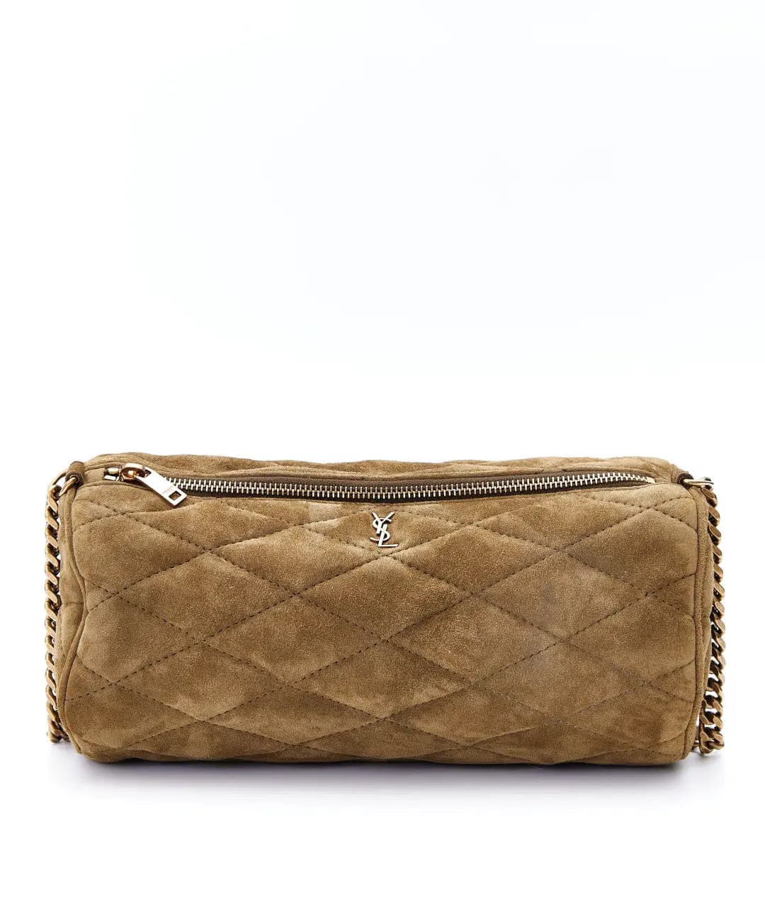 SAINT LAURENT Khaki suede shoulder bag
