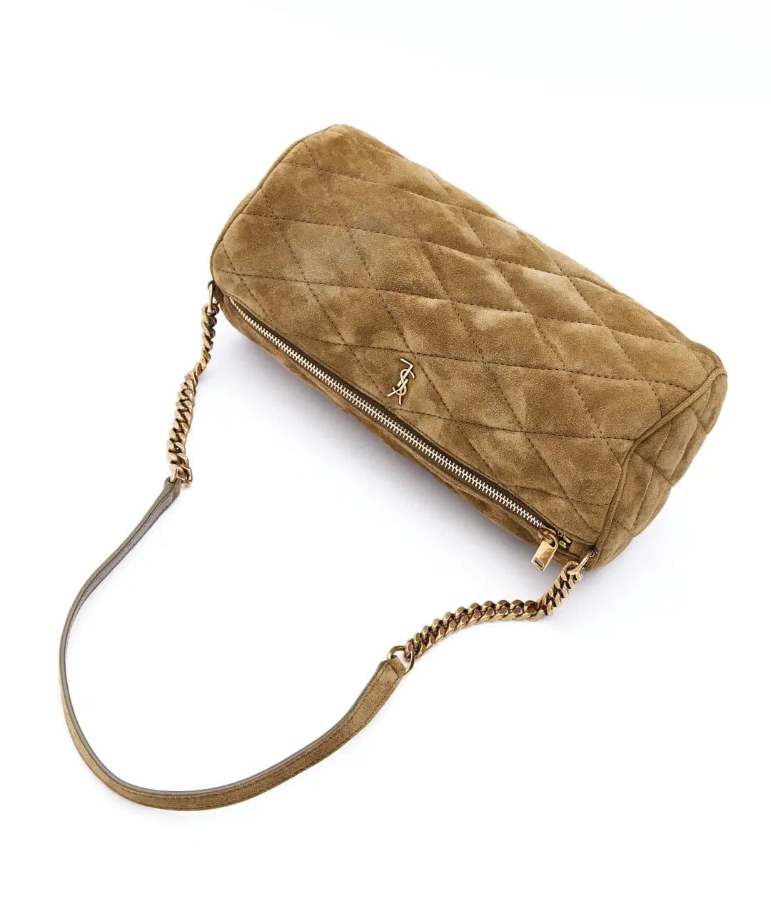 SAINT LAURENT Khaki suede shoulder bag