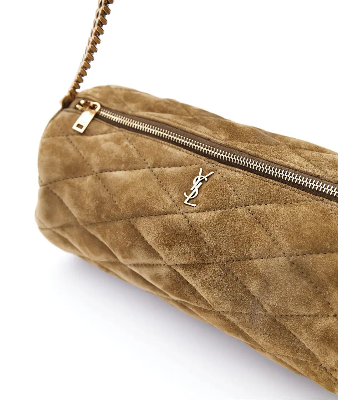 SAINT LAURENT Khaki suede shoulder bag