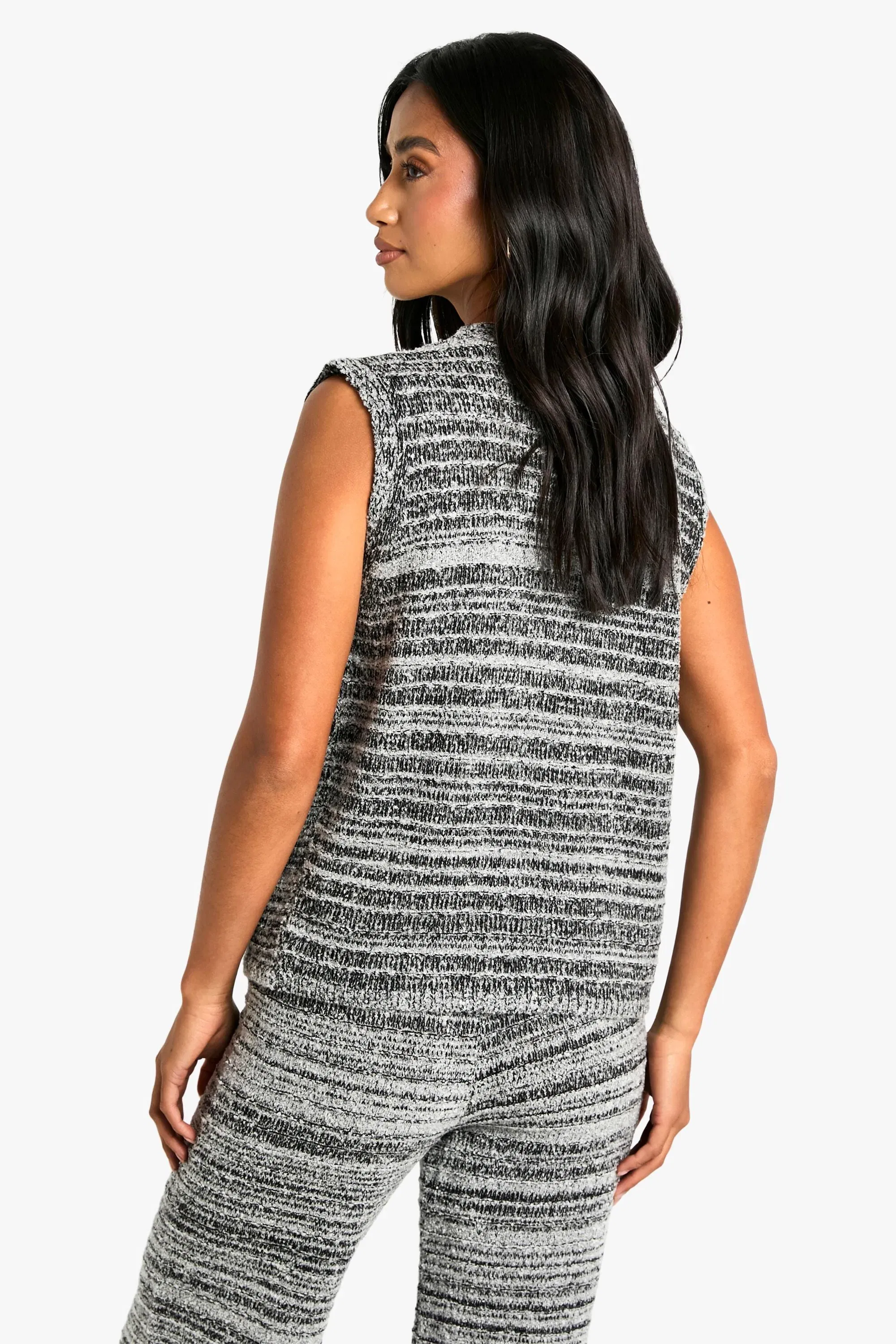 Petite Marl Knitted Tie Front Waistcoat