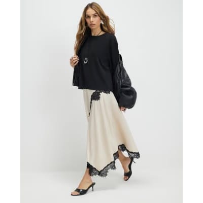 Cream Lace Hybrid T-Shirt Maxi Dress
