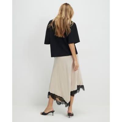 Cream Lace Hybrid T-Shirt Maxi Dress