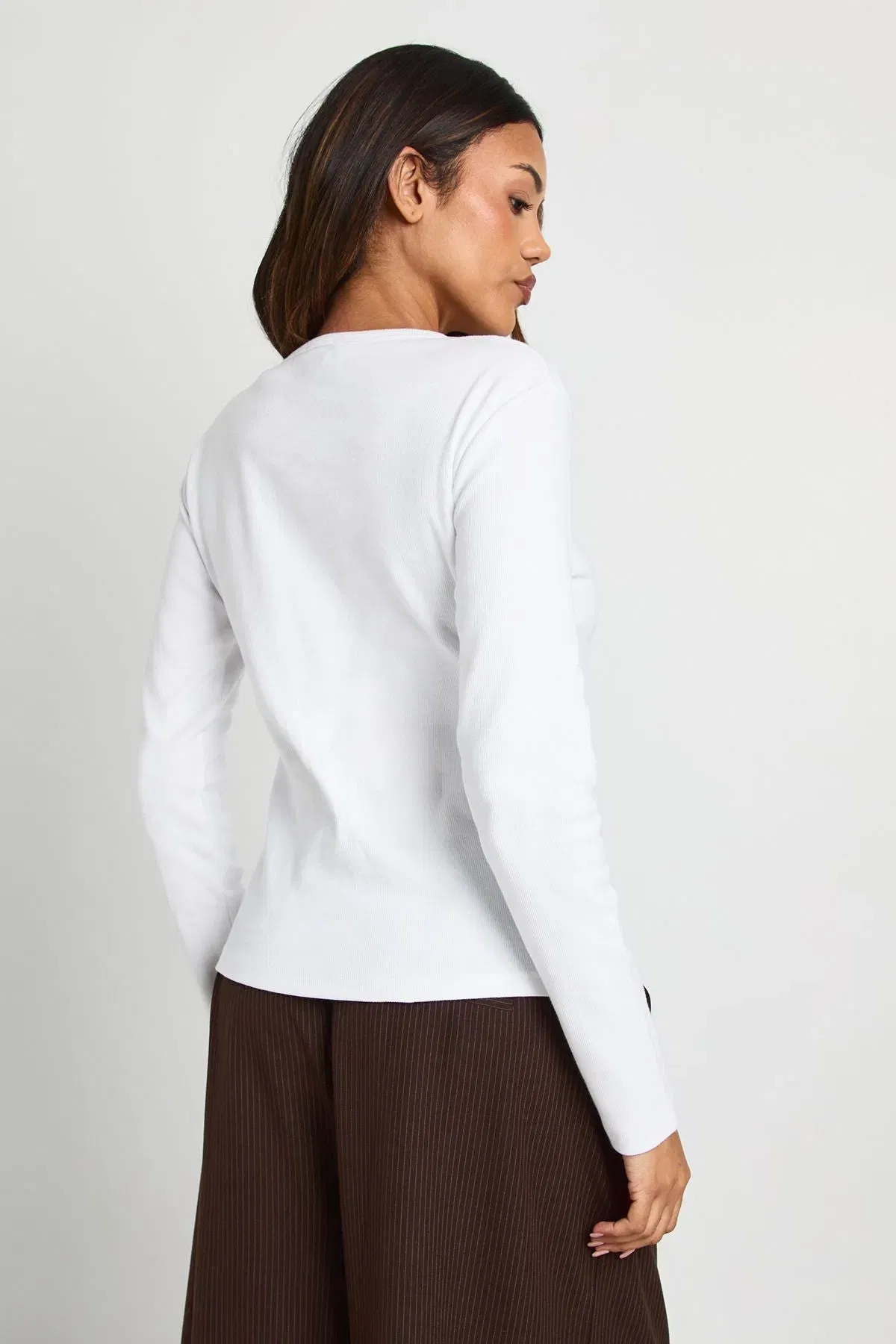 Maternity Basic Rib Long Sleeve Longline Fitted Top