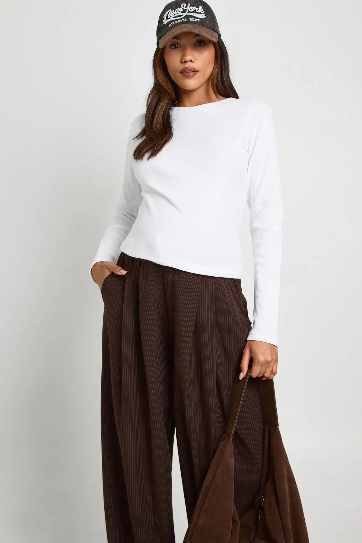 Maternity Basic Rib Long Sleeve Longline Fitted Top