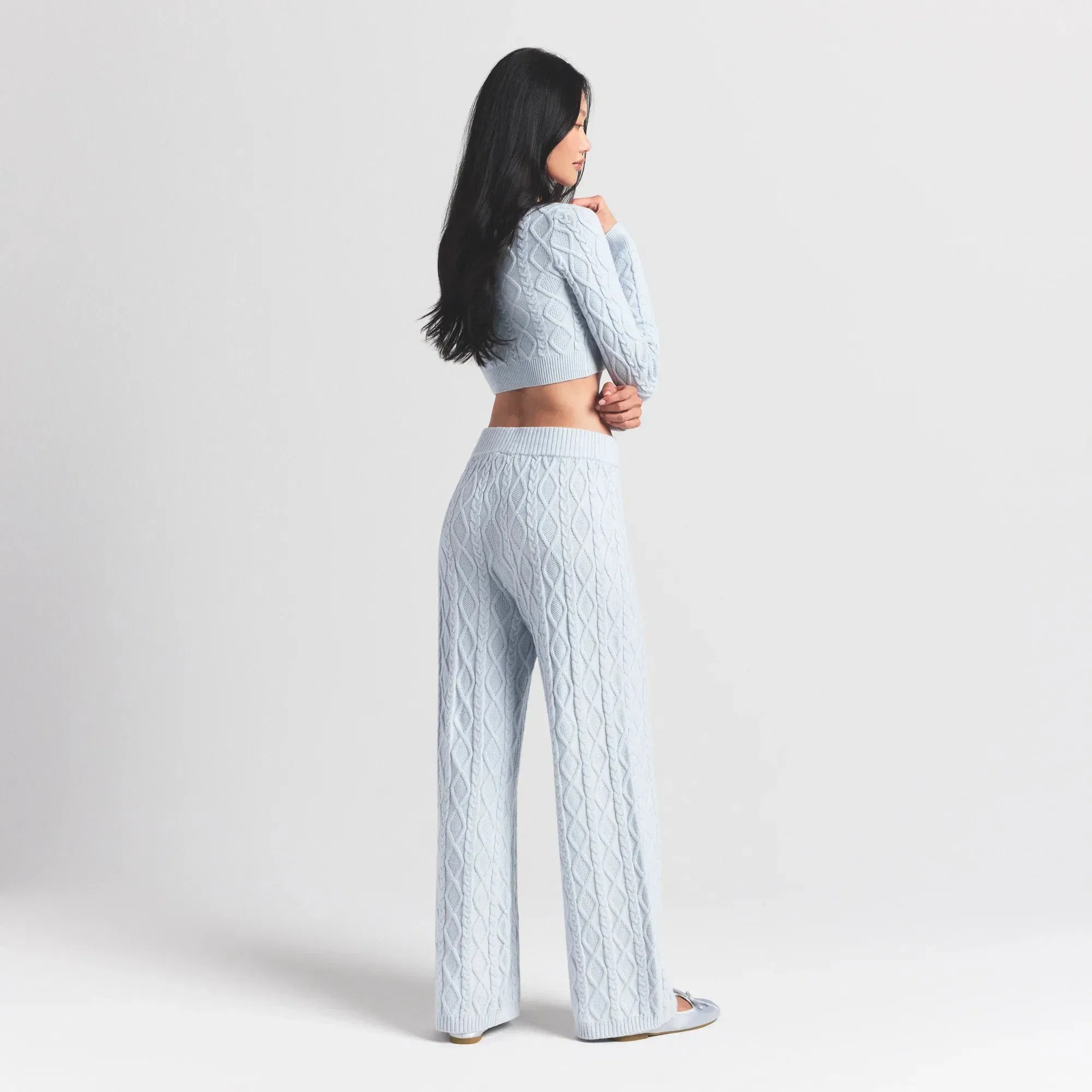 SWEATER KNITS CABLE KNIT STRAIGHT LEG PANT | ZEN BLUE