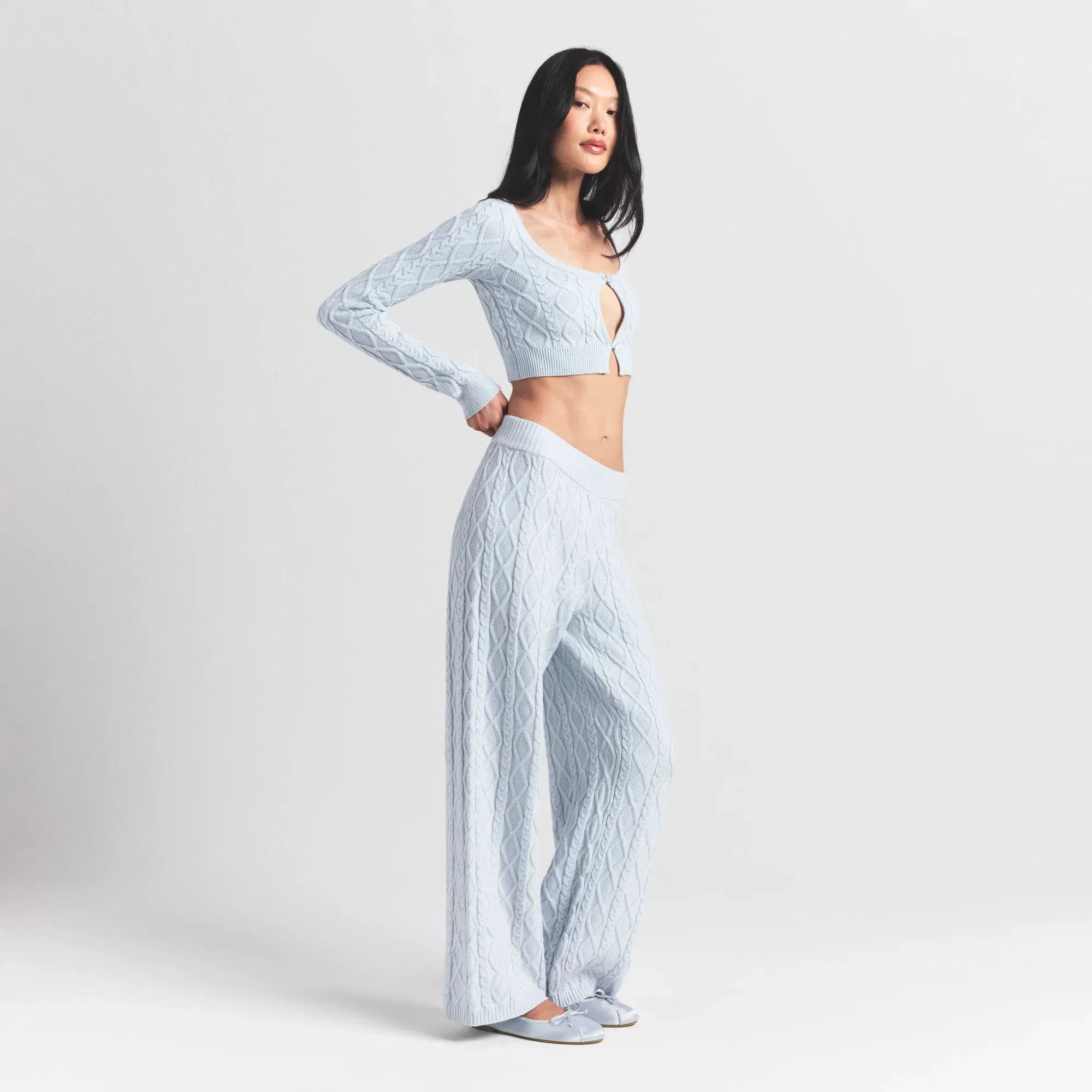 SWEATER KNITS CABLE KNIT STRAIGHT LEG PANT | ZEN BLUE