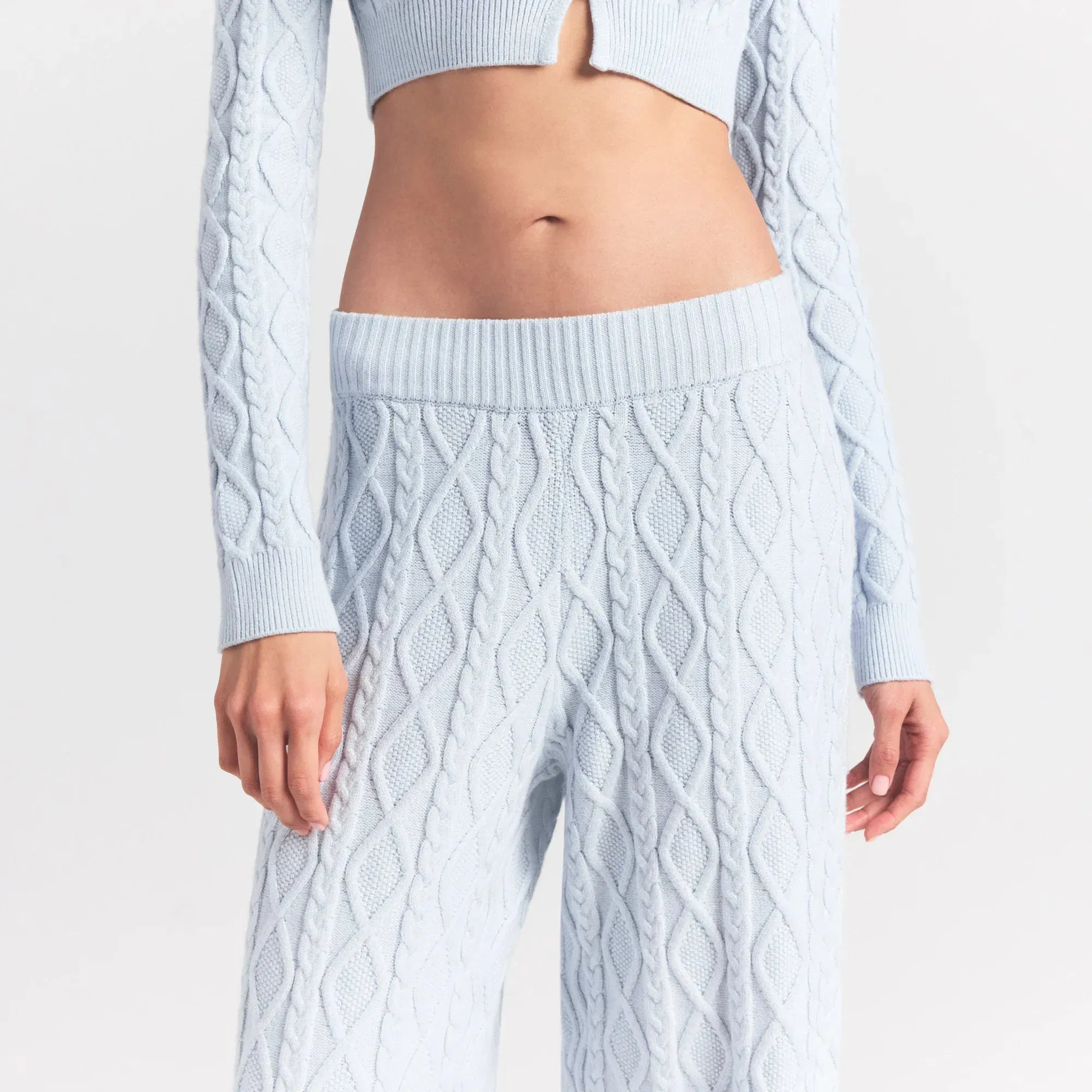 SWEATER KNITS CABLE KNIT STRAIGHT LEG PANT | ZEN BLUE