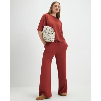 Orange Premium Drawstring Wide Leg Joggers