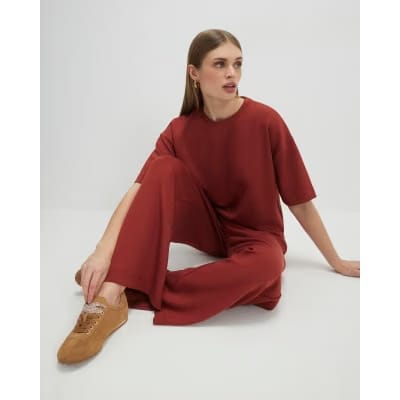 Orange Premium Drawstring Wide Leg Joggers