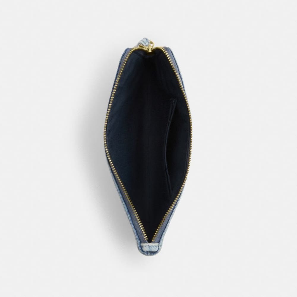 Large Corner Zip Wristlet In Loved Denim