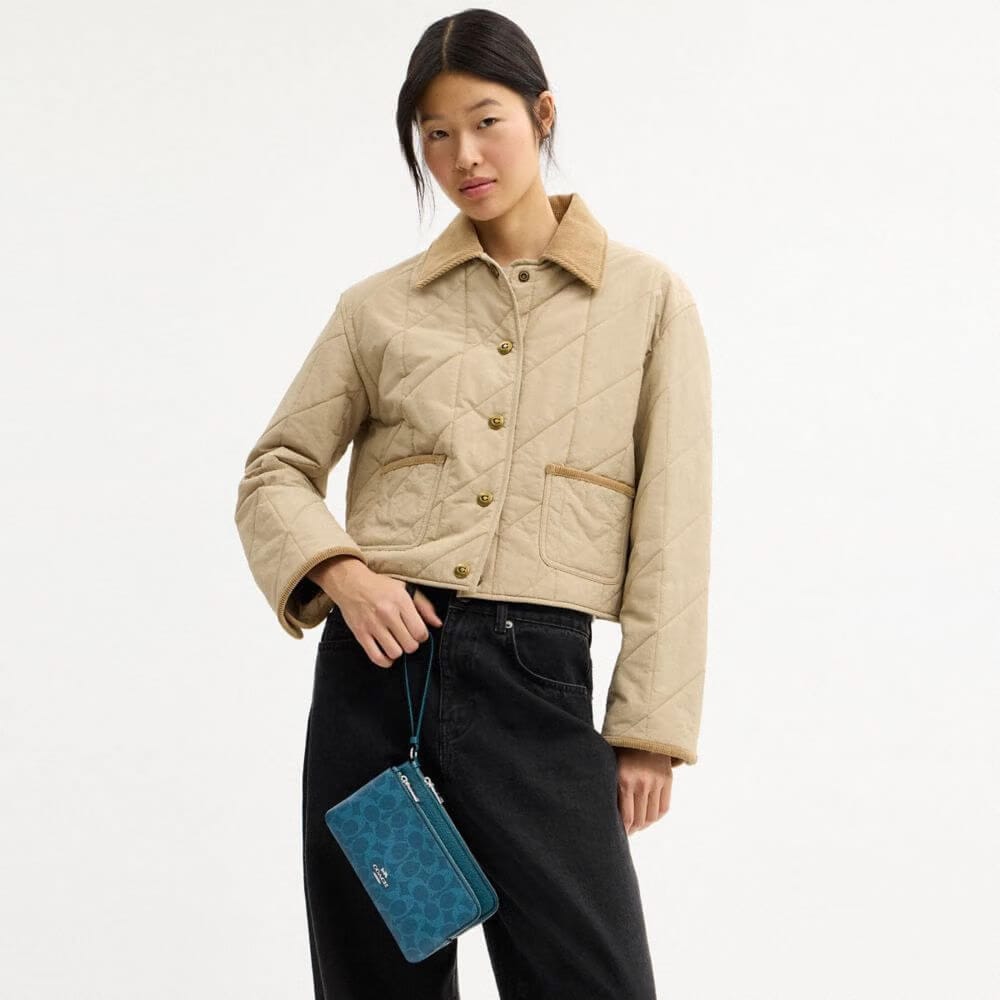 Double Zip Wallet In Signature Canvas