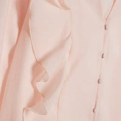 Pink Long Sleeve Frilled Shirt