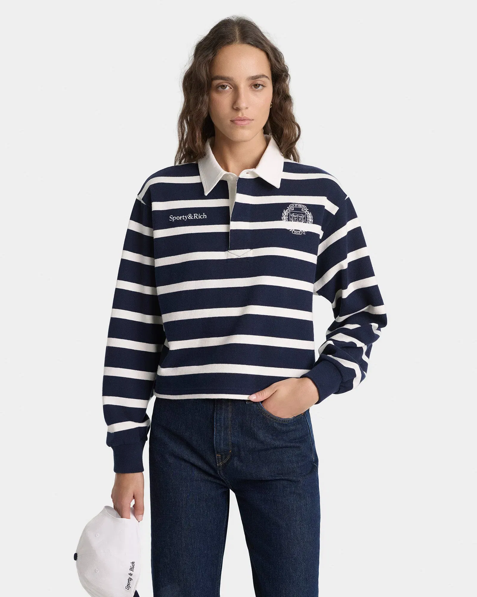 Yale Crest Rugby Polo - Navy/White