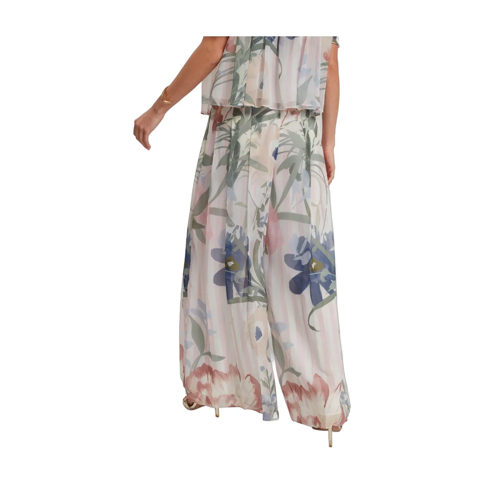 Ted Baker Floral Pleated Chiffon Wide Leg Trousers