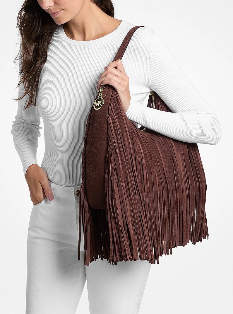 Nayla Medium Suede Hobo Shoulder Bag