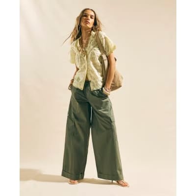 Yellow Lace Button Through Blouse
