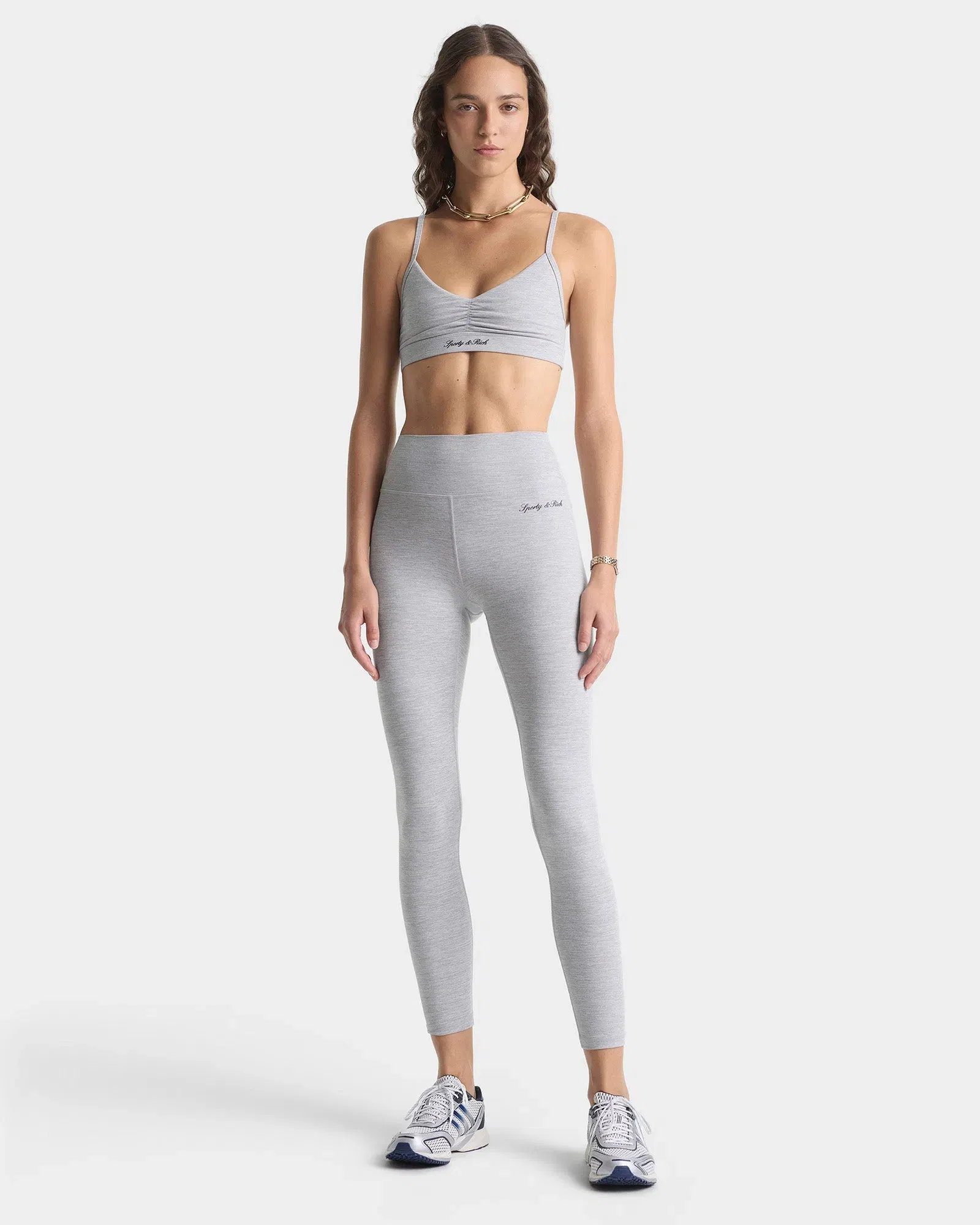 Signature Logo Legging - Heather Gray/Navy