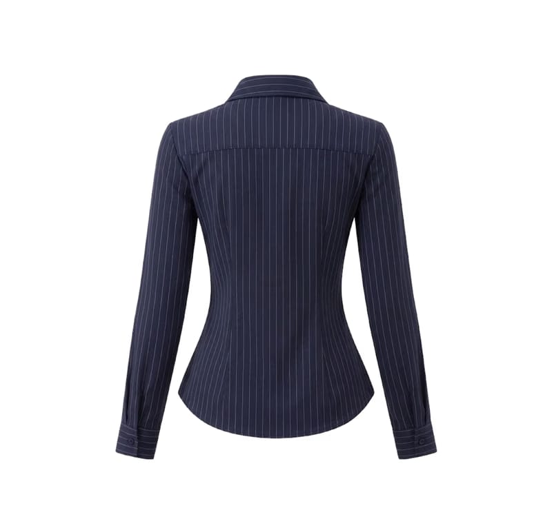 Elara Voss Classic Midnight Pinstripe Shirt