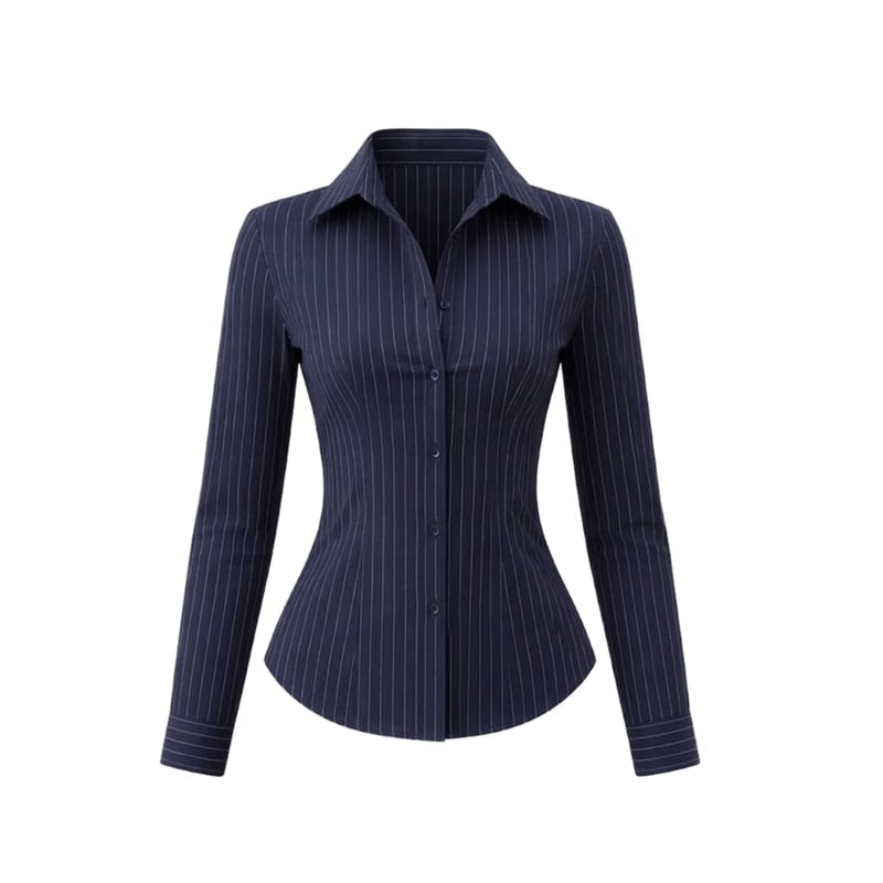 Elara Voss Classic Midnight Pinstripe Shirt