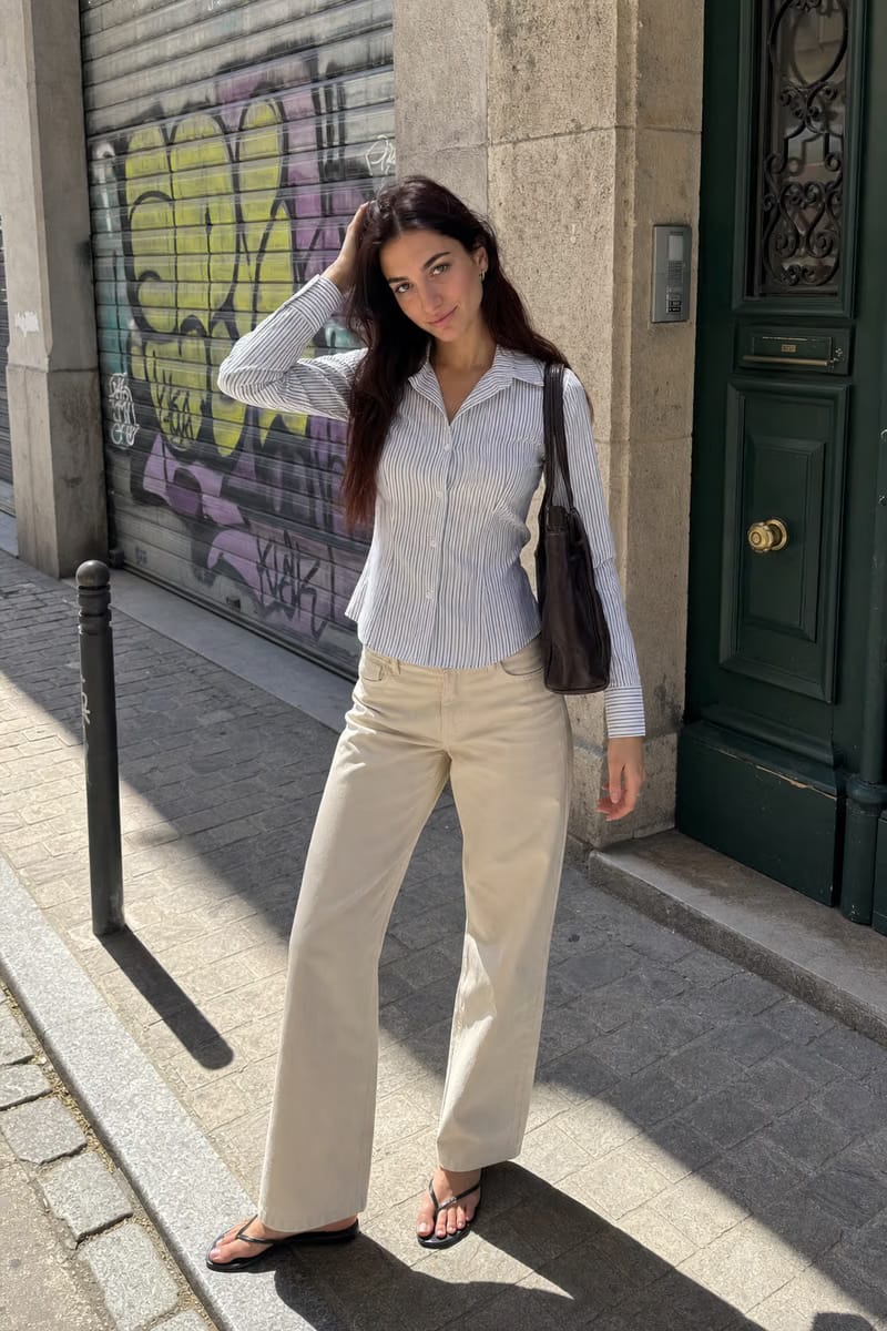 Elara Voss Classic White Pinstripe Shirt