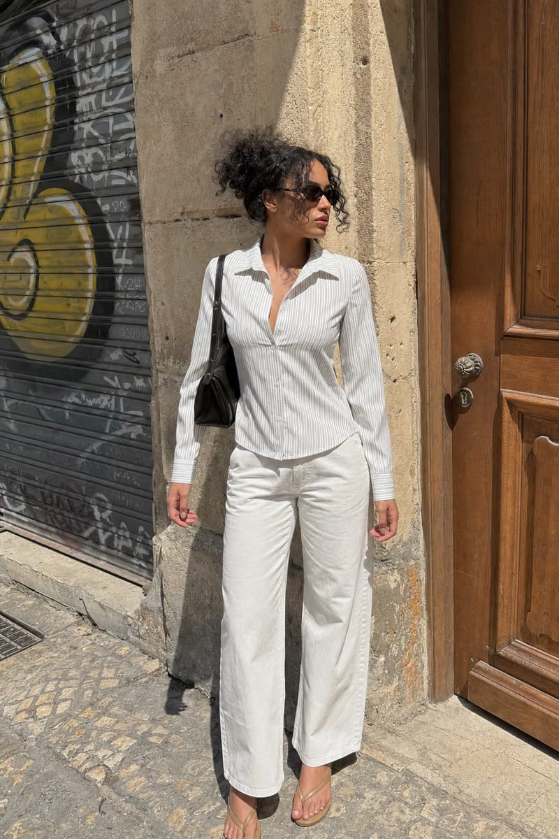 Elara Voss Classic White Pinstripe Shirt