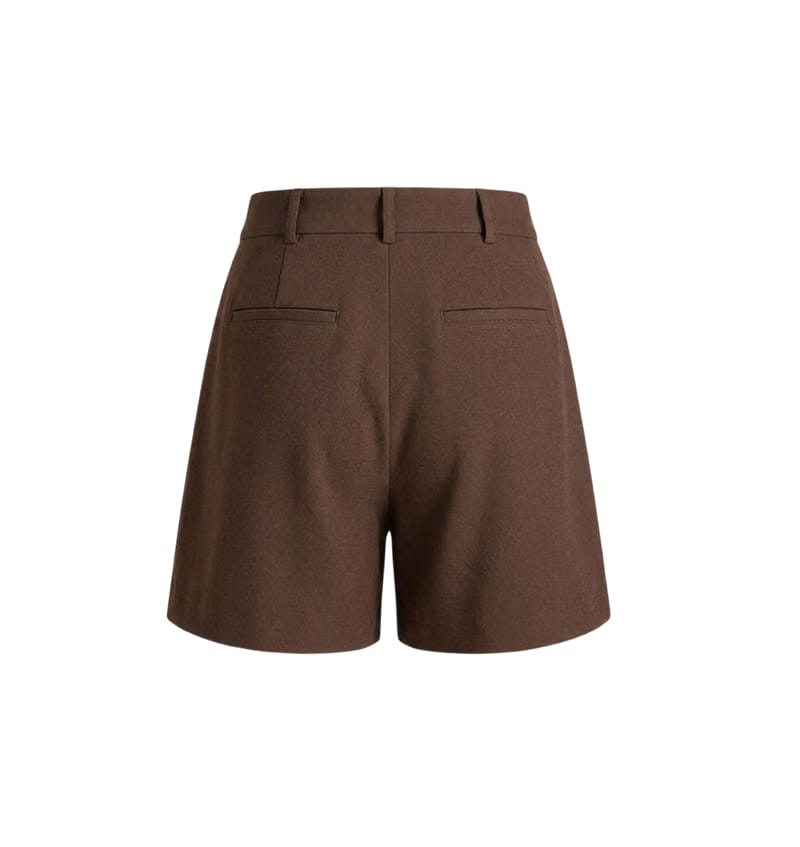 Elara Voss Cocoa Pleated Tailored Shorts
