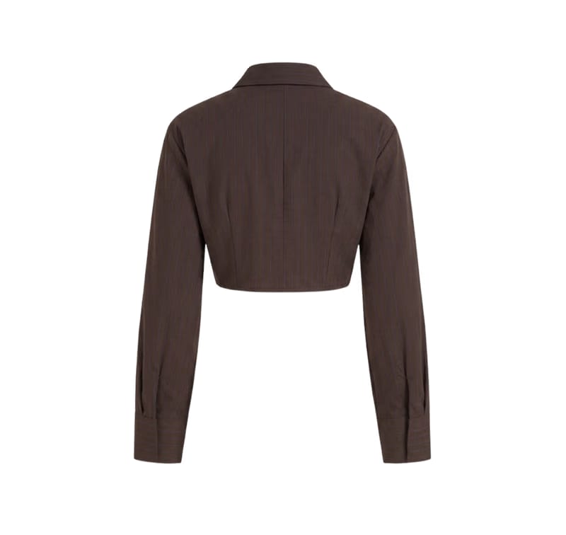 Elara Voss Cocoa Precision Crop Shirt