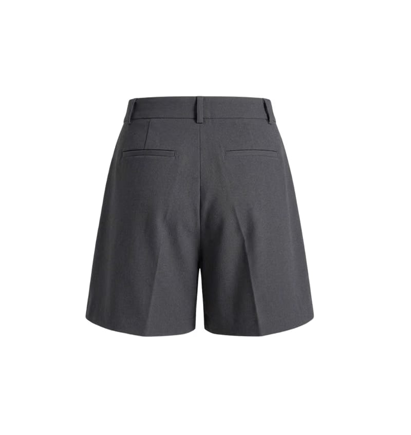 Elara Voss Gray Pleated Tailored Shorts