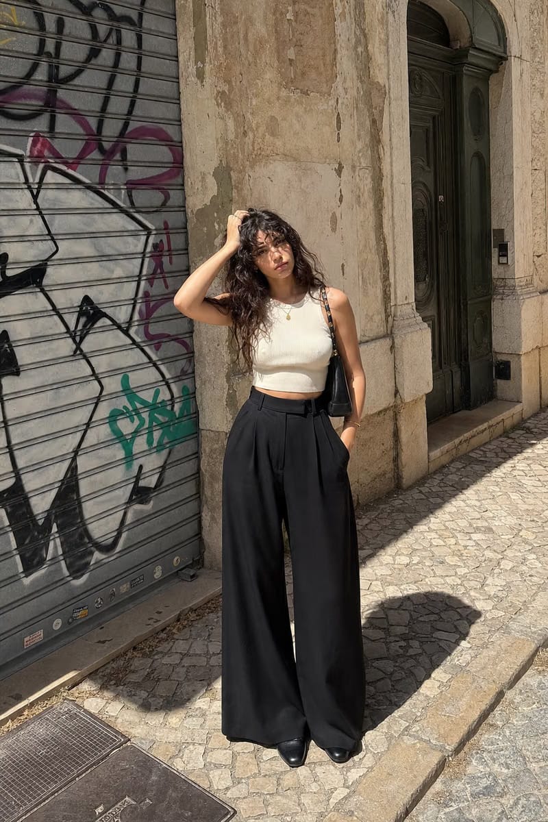 Elara Voss High-Waist Wide-Leg Black Trouser