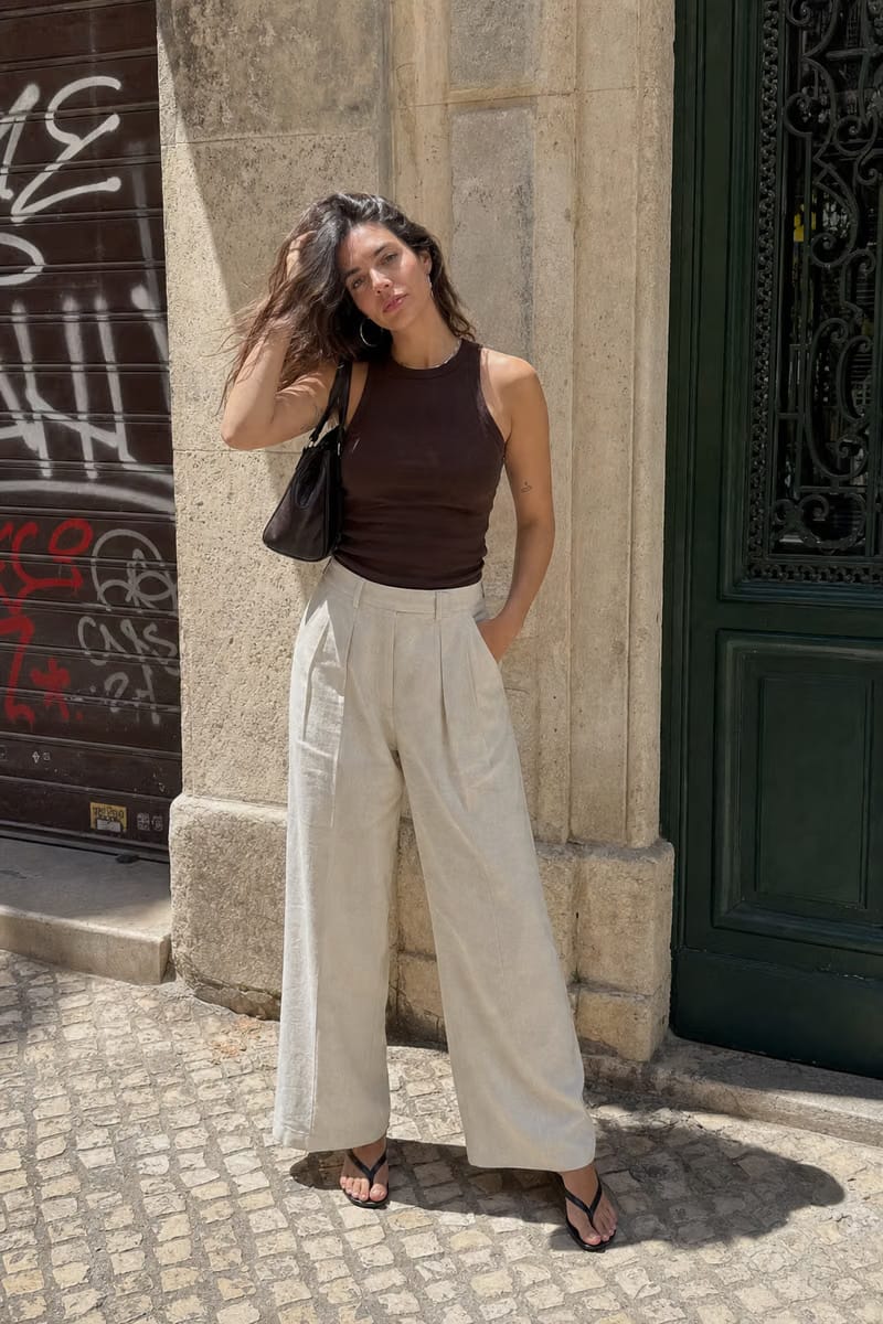 Elara Voss High-Waist Wide-Leg Off White Trouser